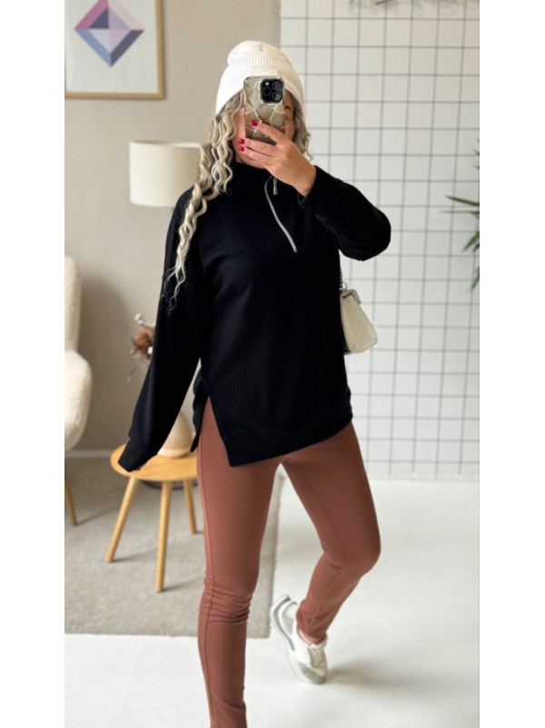 Теплий жiночий комплект лосiни+кофта чорного кольору 35822