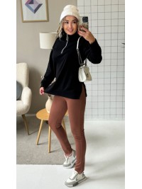 Теплий жiночий комплект лосiни+кофта чорного кольору 35822