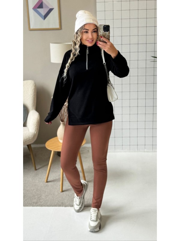 Теплий жiночий комплект лосiни+кофта чорного кольору 35822