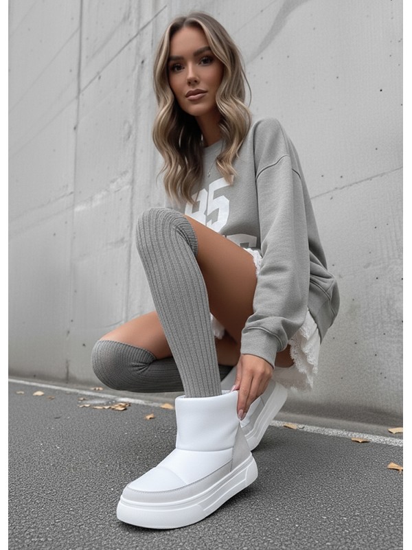 Жіночі уггі з натуральної шкіри (байка) білого кольору 35830