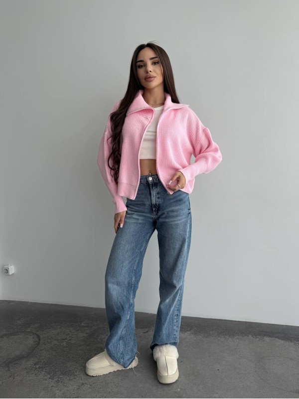 Базовий жіночий светр зi змiкою рожевого кольору 35839