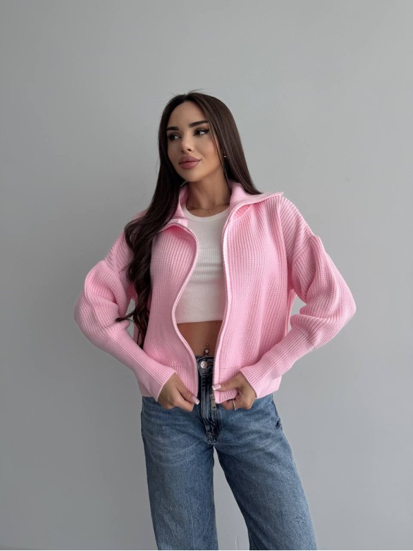 Базовий жіночий светр зi змiкою рожевого кольору 35839