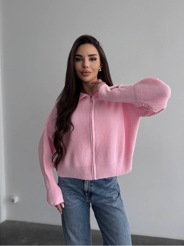 Базовий жіночий светр зi змiкою рожевого кольору 35839