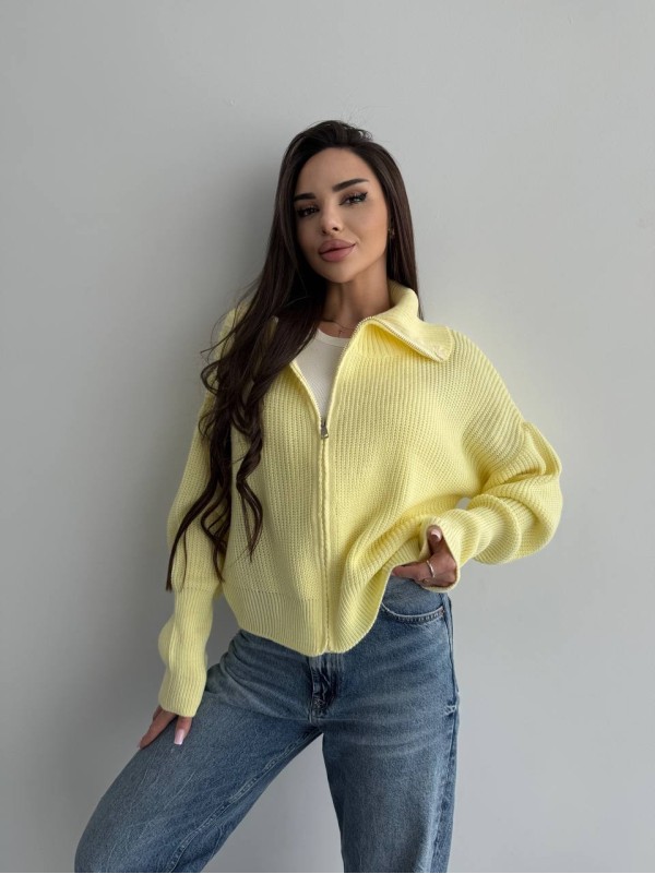 Базовий жіночий светр зi змiкою жовтого кольору 35840