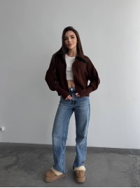 Базовий жіночий светр зi змiкою коричневого кольору 35843