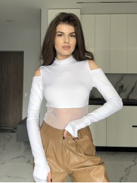 Боді з вставками iз сiтки бiлого кольору 35853