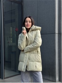 Жіноча демiсезонна куртка з капюшоном оливкового кольору 35862