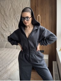Жiночий теплий комбінезон iз флiса графiтового кольору 35863