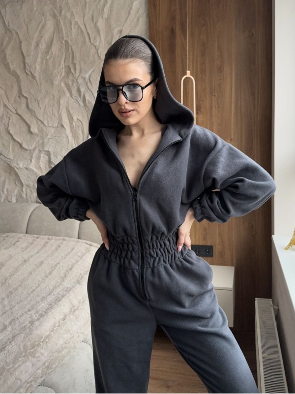 Жiночий теплий комбінезон iз флiса графiтового кольору 35863