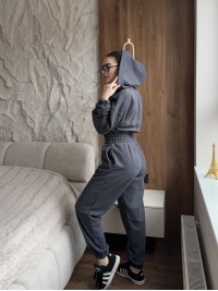 Жiночий теплий комбінезон iз флiса графiтового кольору 35863