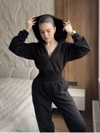 Жiночий теплий комбінезон iз флiса чорного кольору 35864