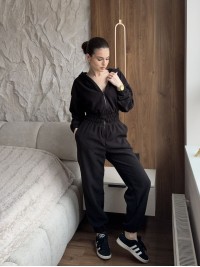 Жiночий теплий комбінезон iз флiса чорного кольору 35864