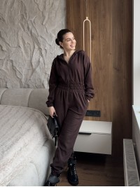 Жiночий теплий комбінезон iз флiса коричневого кольору 35865