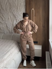 Жiночий теплий комбінезон iз флiса кавового кольору 35866