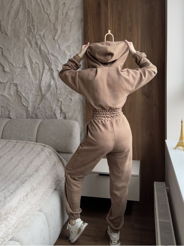 Жiночий теплий комбінезон iз флiса кавового кольору 35866