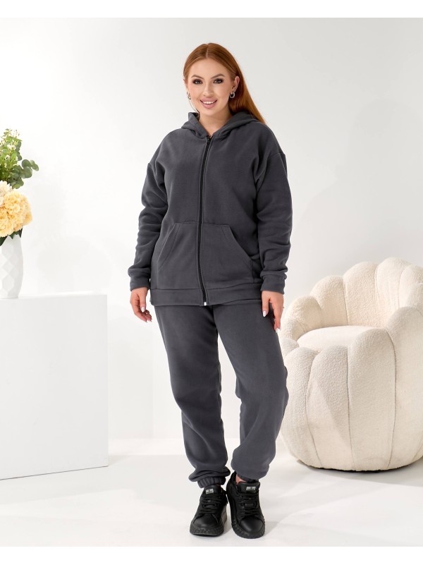 Жiночий теплий костюм на змiйцi графiтового кольору 35867