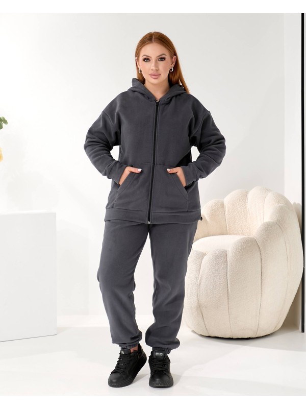 Жiночий теплий костюм на змiйцi графiтового кольору 35867