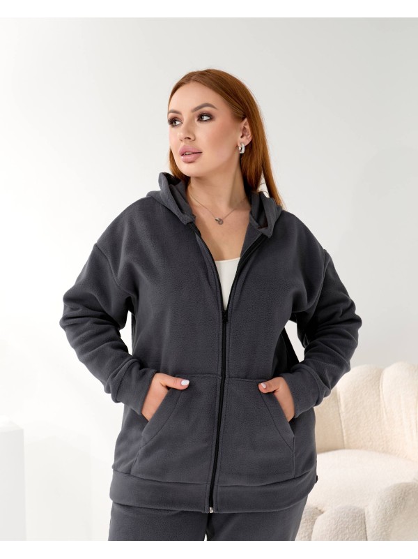 Жiночий теплий костюм на змiйцi графiтового кольору 35867