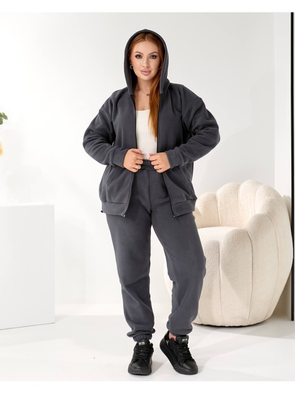 Жiночий теплий костюм на змiйцi графiтового кольору 35867