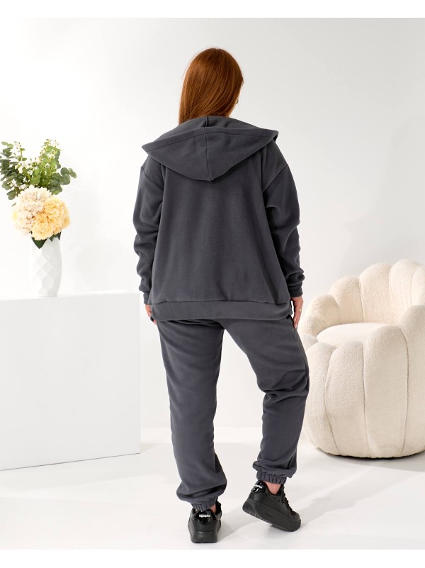 Жiночий теплий костюм на змiйцi графiтового кольору 35867