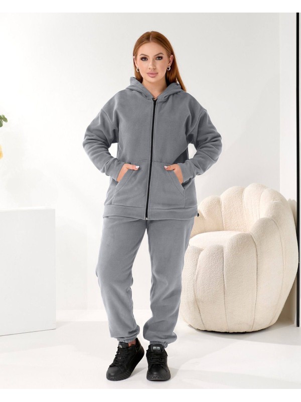 Жiночий теплий костюм на змiйцi сiрого кольору 35868