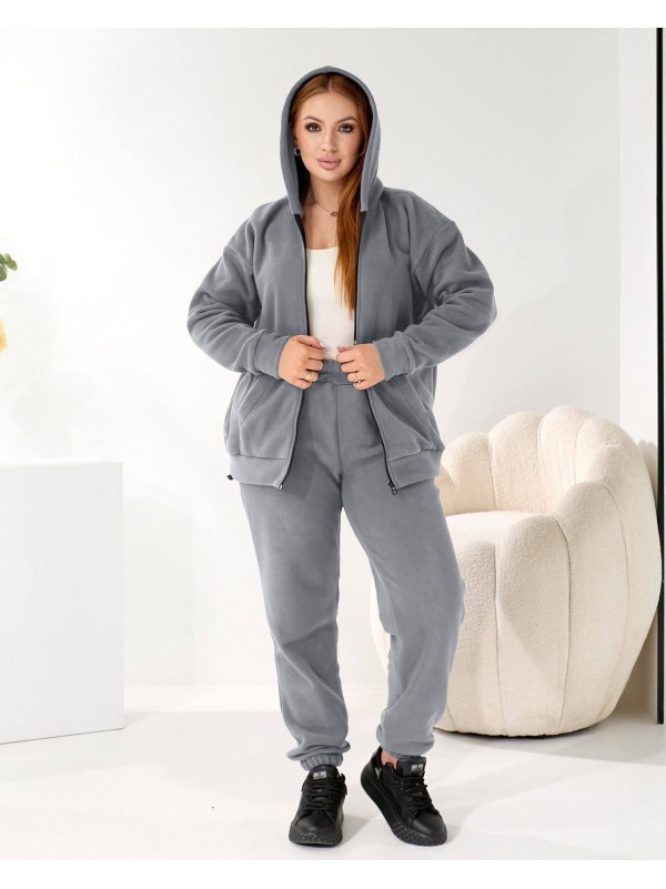 Жiночий теплий костюм на змiйцi сiрого кольору 35868
