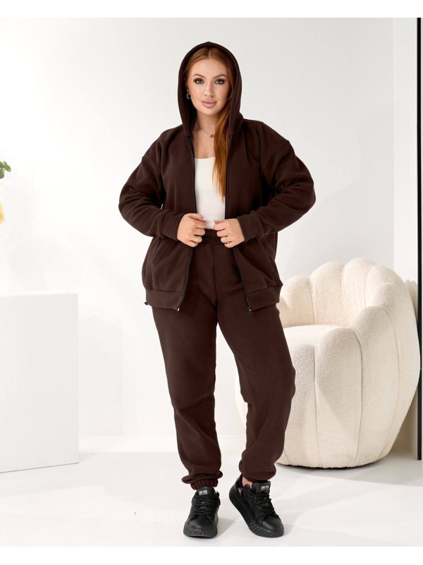 Жiночий теплий костюм на змiйцi коричневого кольору 35869