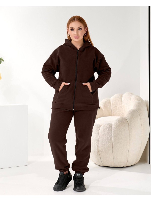 Жiночий теплий костюм на змiйцi коричневого кольору 35869