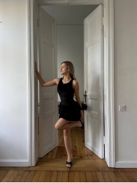 Вечiрня сукня мiнi з оксамиту чорного кольору 35872