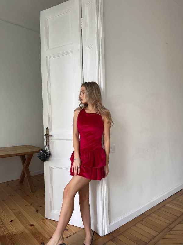 Вечiрня сукня мiнi з оксамиту червоного кольору 35873