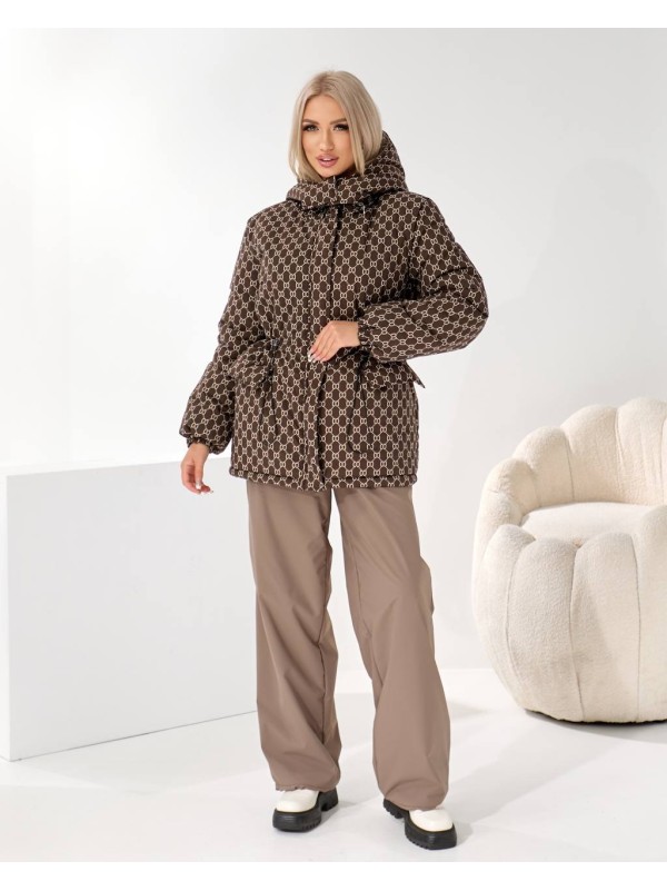 Жіночий зимовий (лижний) костюм куртка+штани кавового кольору 35875