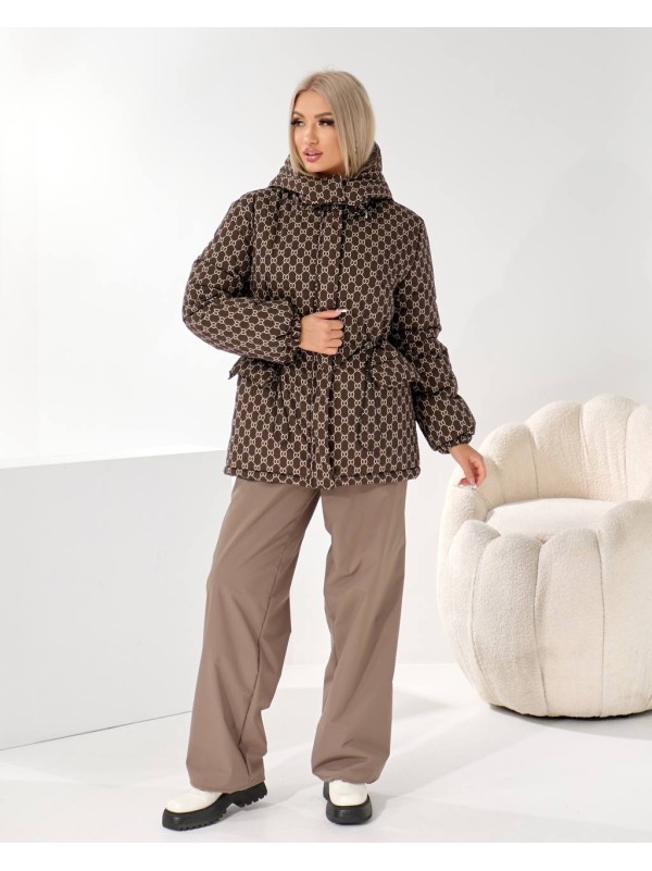 Жіночий зимовий (лижний) костюм куртка+штани кавового кольору 35875