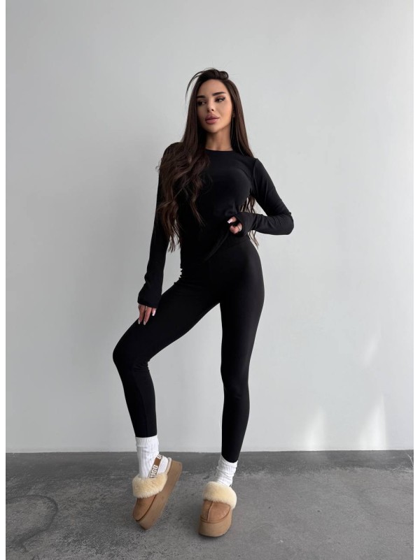 Жіночий базовий термокостюм чорного кольору 35879