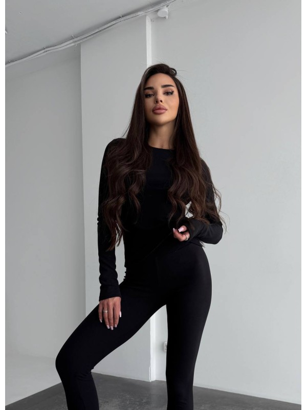 Жіночий базовий термокостюм чорного кольору 35879