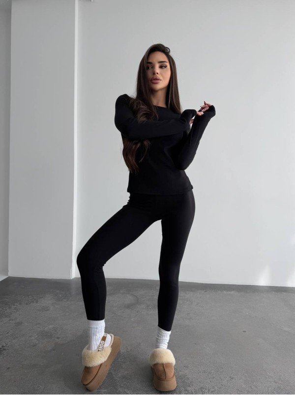 Жіночий базовий термокостюм чорного кольору 35879