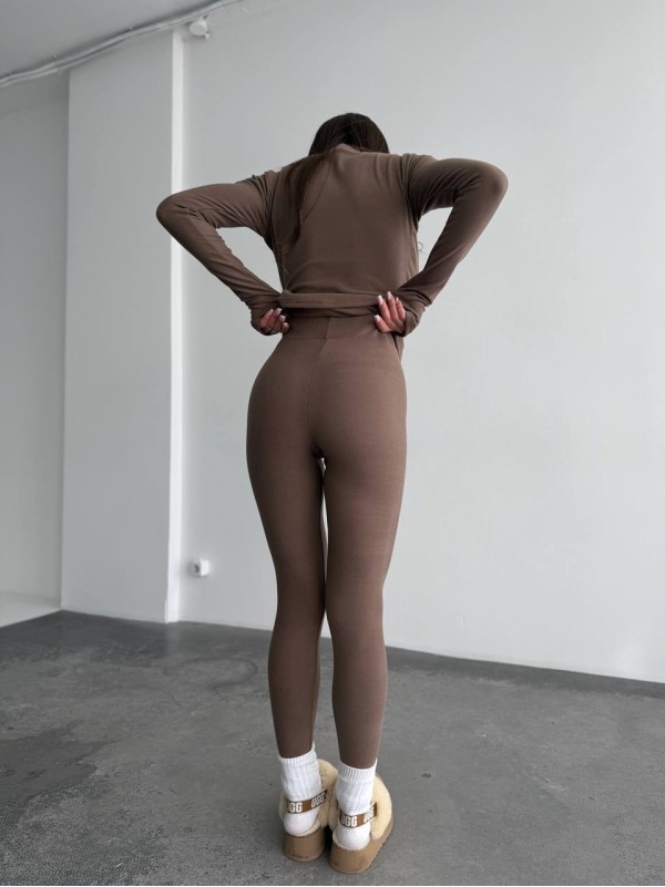 Жіночий базовий термокостюм кавового кольору 35880