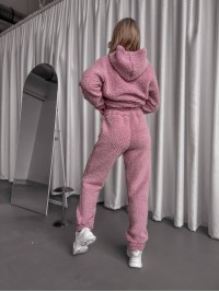 Жіночий теплий костюм з хутра Теддi рожевого кольору 35883