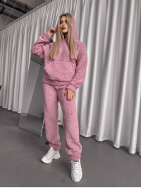 Жіночий теплий костюм з хутра Теддi рожевого кольору 35883