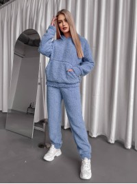 Жіночий теплий костюм з хутра Теддi блакитного кольору 35884