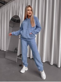 Жіночий теплий костюм з хутра Теддi блакитного кольору 35884