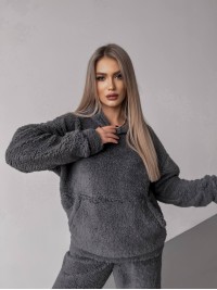 Жіночий теплий костюм з хутра Теддi графiтового кольору 35886