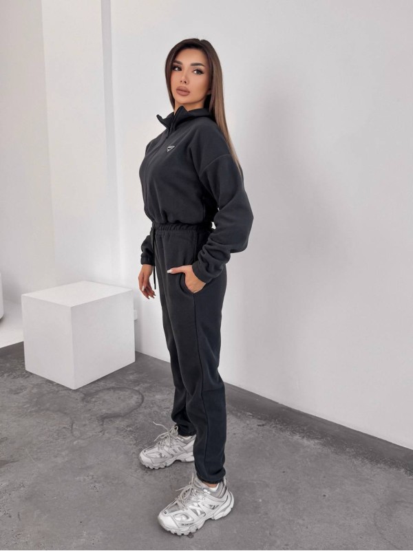 Жiночий теплий комбінезон iз флiса графiтового кольору 35887