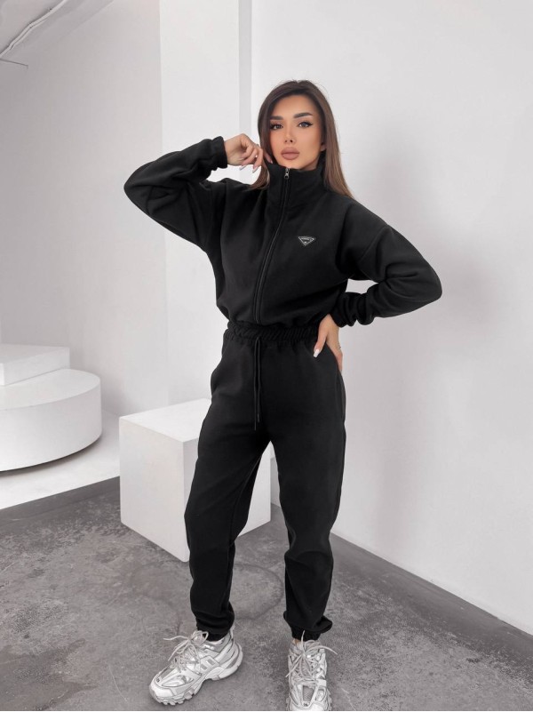 Жiночий теплий комбінезон iз флiса чорного кольору 35888