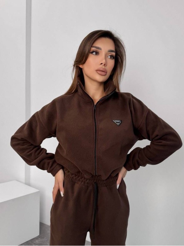 Жiночий теплий комбінезон iз флiса коричневого кольору 35889