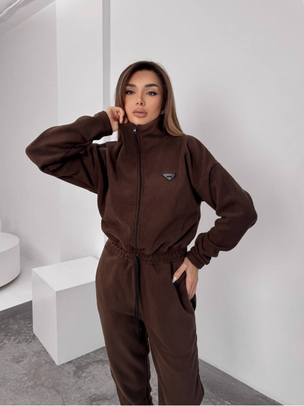 Жiночий теплий комбінезон iз флiса коричневого кольору 35889