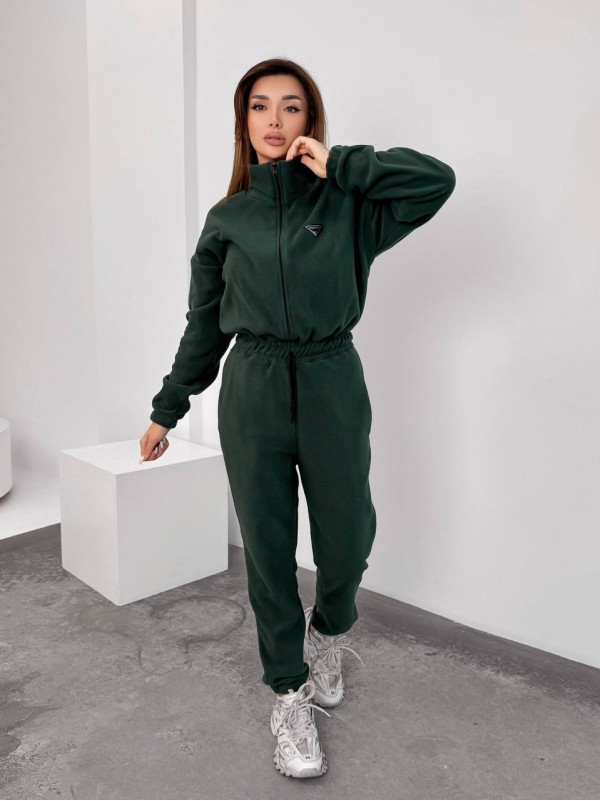 Жiночий теплий комбінезон iз флiса зеленого кольору 35890