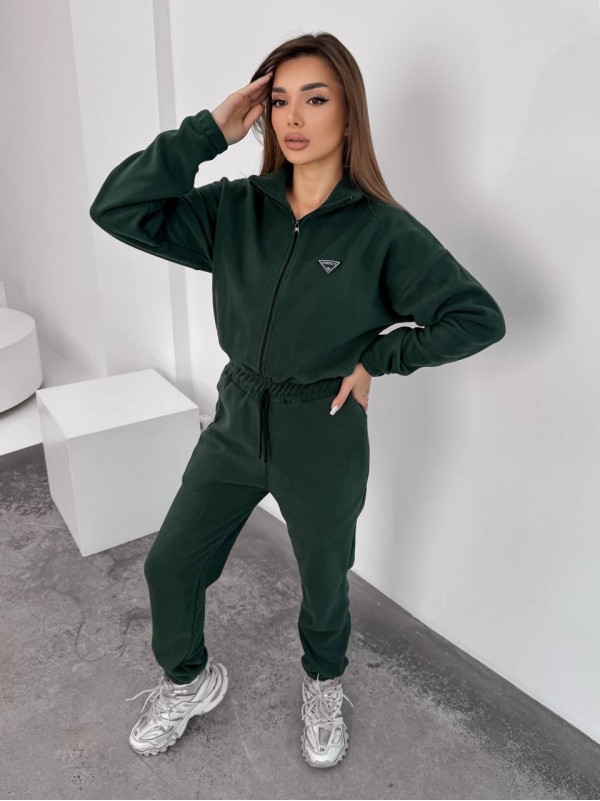 Жiночий теплий комбінезон iз флiса зеленого кольору 35890