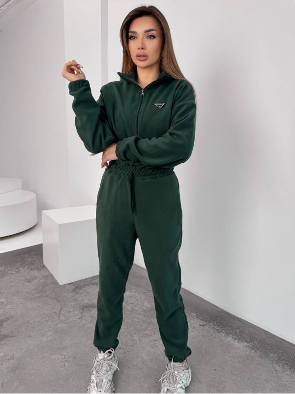 Жiночий теплий комбінезон iз флiса зеленого кольору 35890