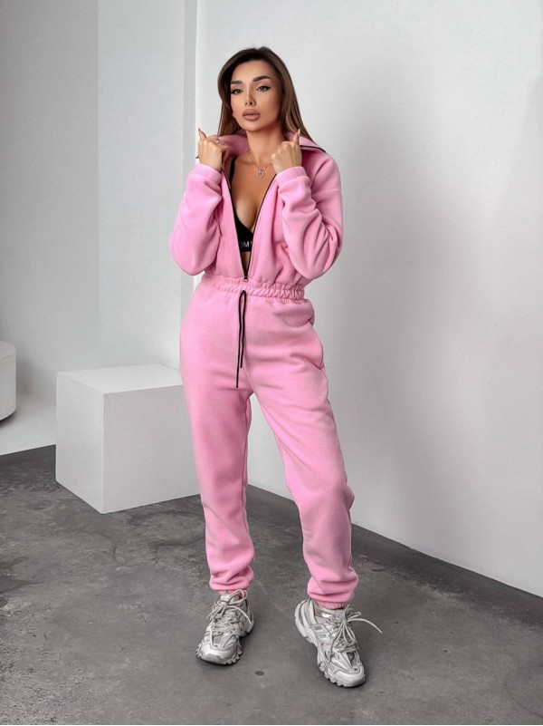 Жiночий теплий комбінезон iз флiса рожевого кольору 35891