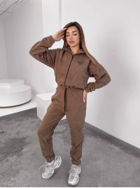 Жiночий теплий комбінезон iз флiса кавового кольору 35892